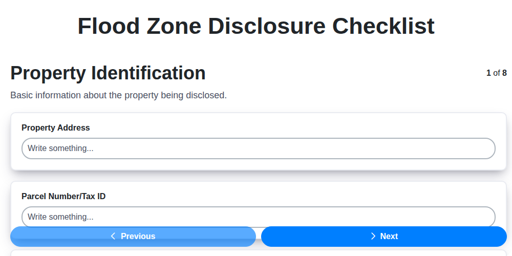 flood zone disclosure checklist screenshot