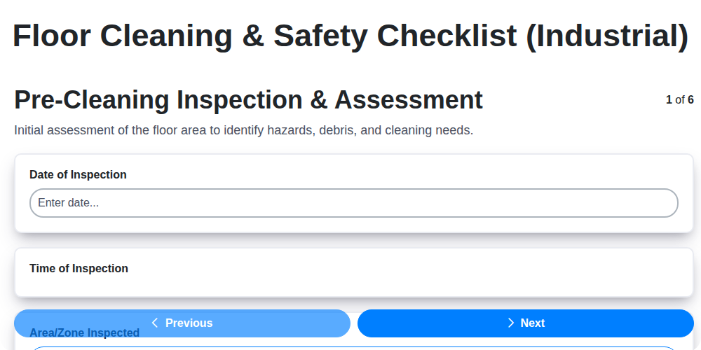 floor cleaning safety checklist industrial screenshot