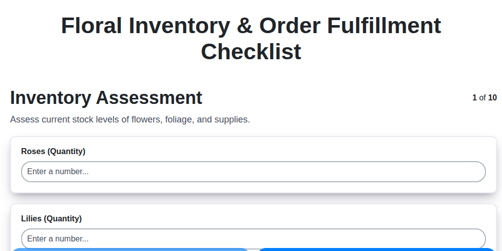 floral inventory order fulfillment checklist screenshot
