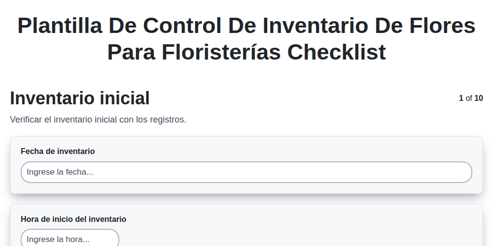 Plantilla de control de inventario de flores para floristerías screenshot