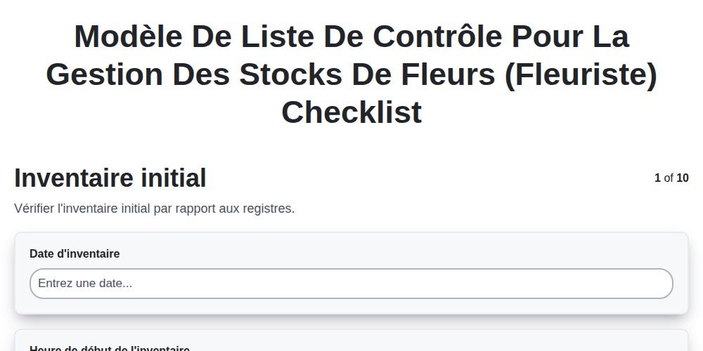 Modèle de liste de contrôle pour la gestion des stocks de fleurs (fleuriste)
 screenshot