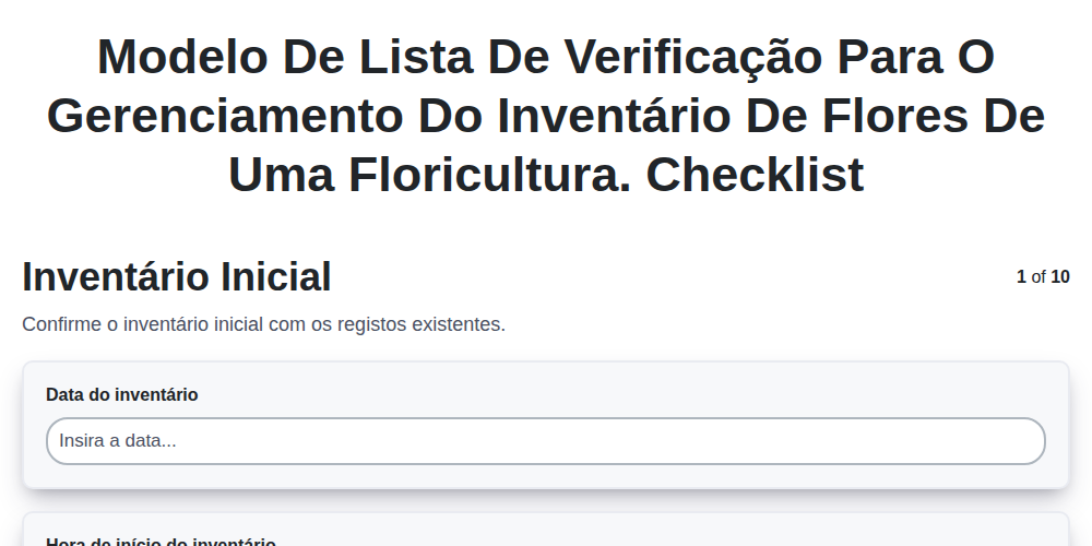 Modelo de lista de verificação para o gerenciamento do inventário de flores de uma floricultura. screenshot