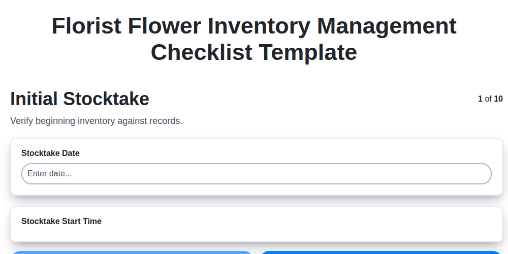 florist flower inventory management checklist template screenshot