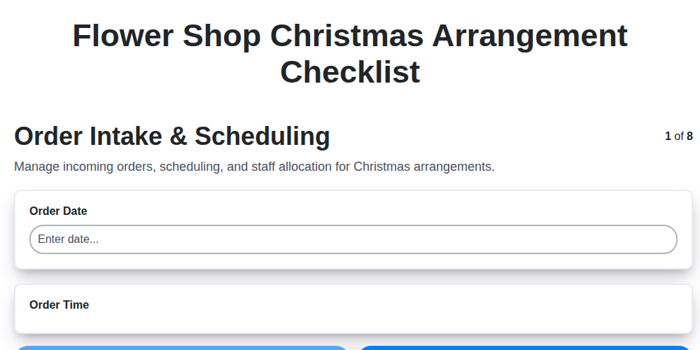 flower shop christmas arrangement checklist screenshot