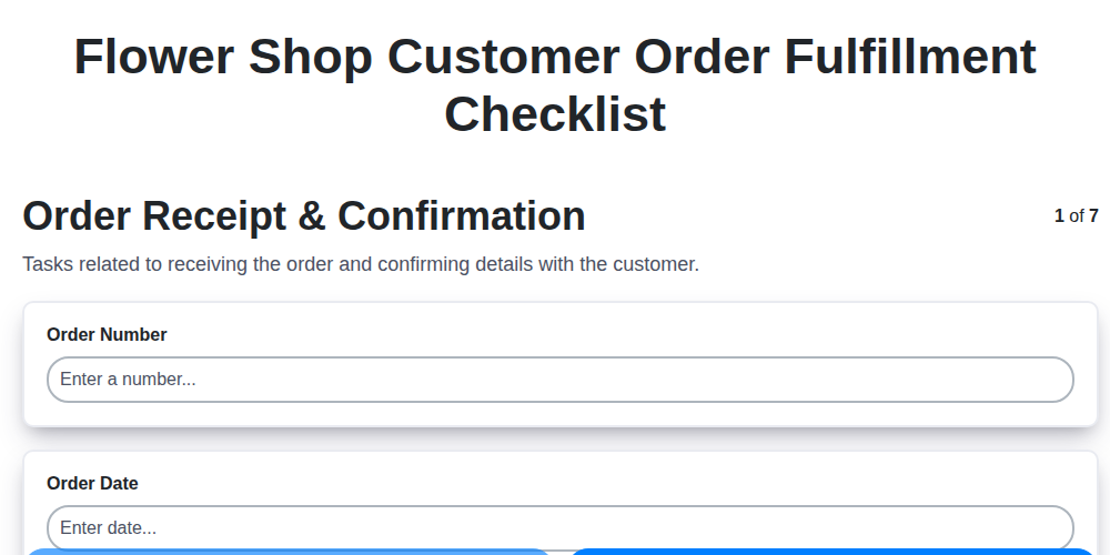 flower shop customer order fulfillment checklist screenshot