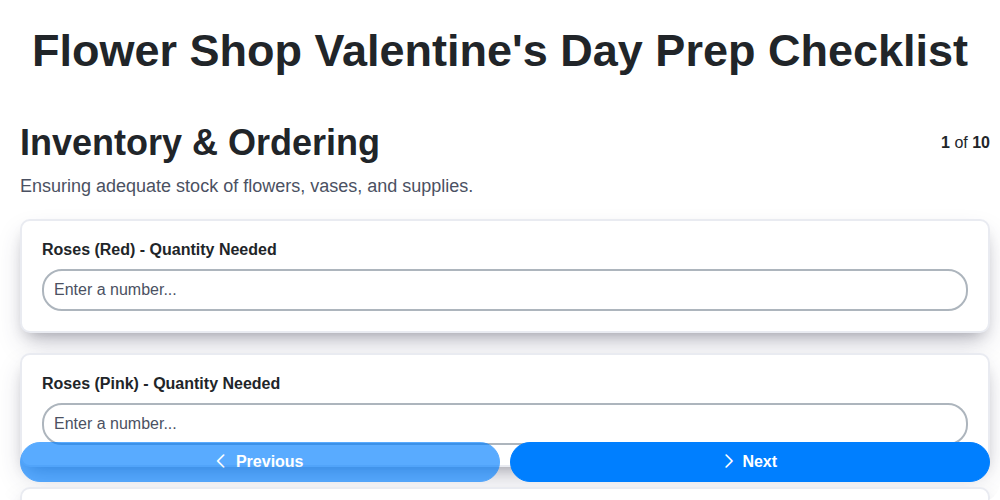 flower shop valentine s day prep checklist screenshot