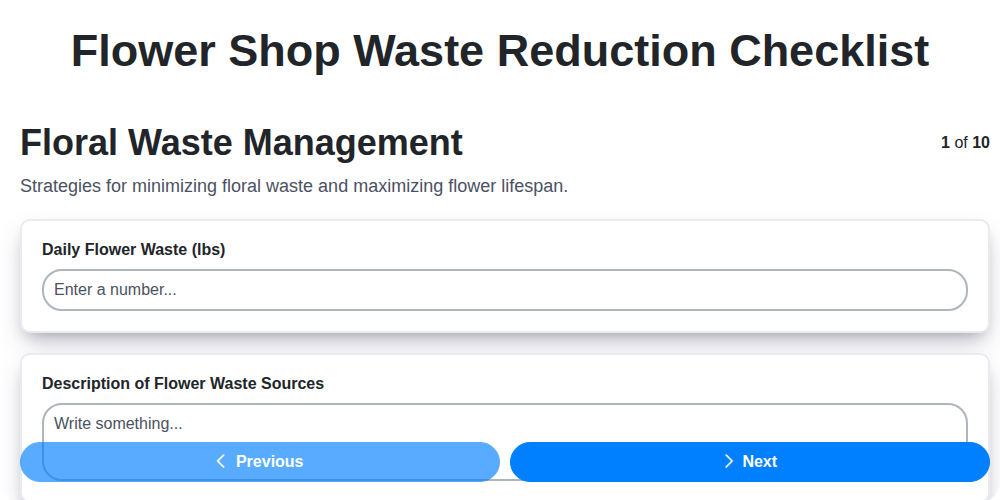 flower shop waste reduction checklist screenshot