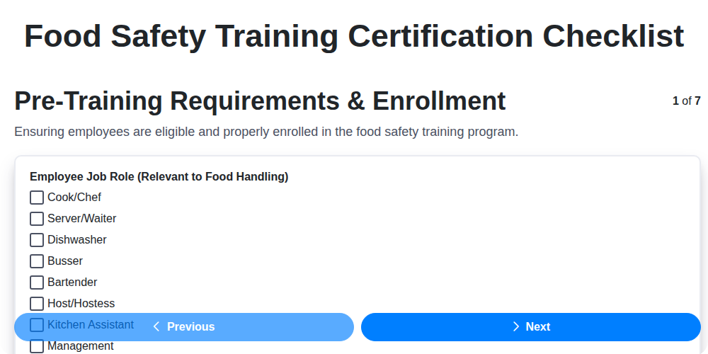 food safety training certification screenshot