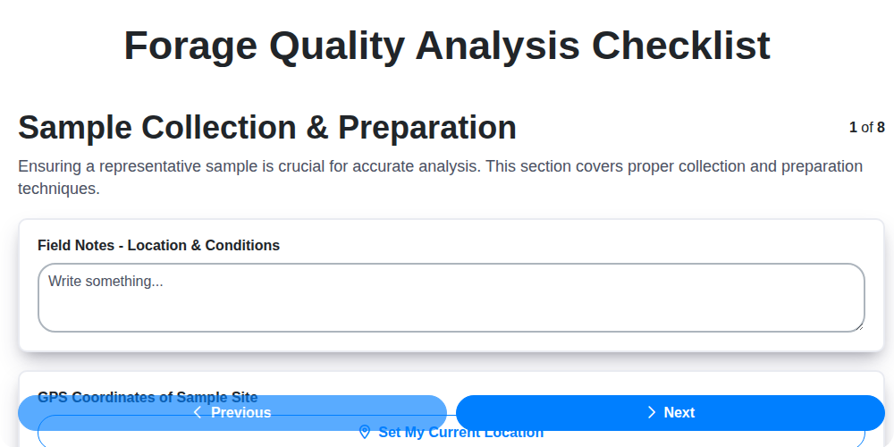 forage quality analysis screenshot
