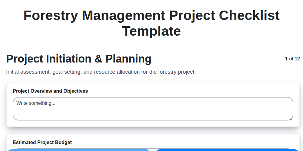 forestry management project checklist template screenshot