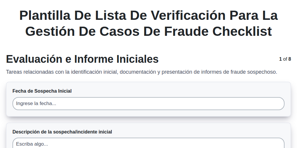 Plantilla de lista de verificación para la gestión de casos de fraude screenshot