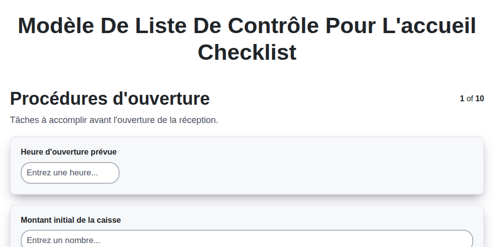 Modèle de liste de contrôle pour l'accueil screenshot