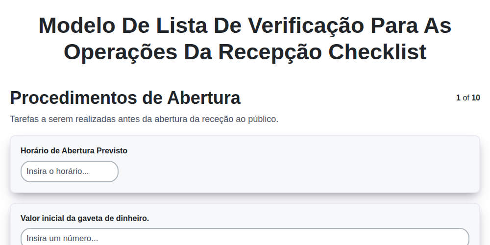 Modelo de Lista de Verificação para as Operações da Recepção screenshot