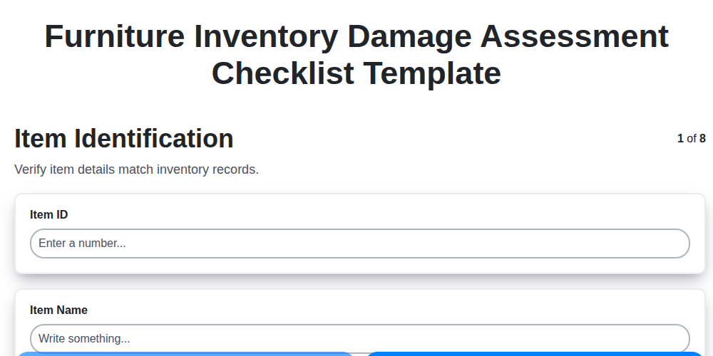 furniture inventory damage assessment checklist template screenshot