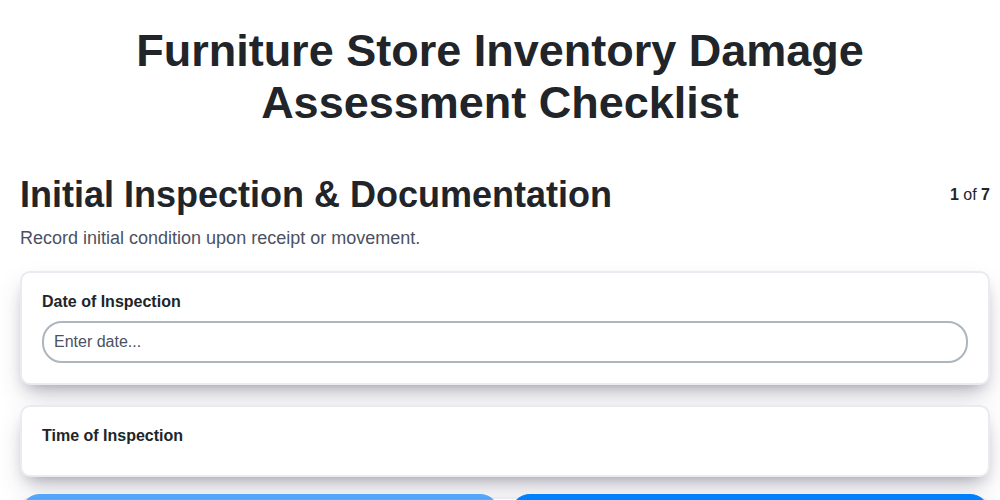 furniture store inventory damage assessment checklist screenshot