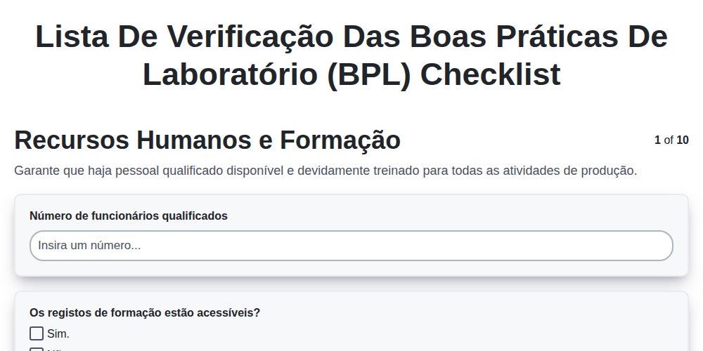 Lista de verificação das Boas Práticas de Laboratório (BPL) screenshot