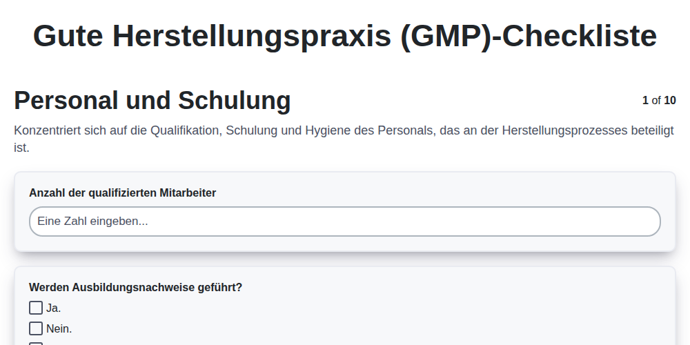 Gute Herstellungspraxis (GMP)-Checkliste screenshot