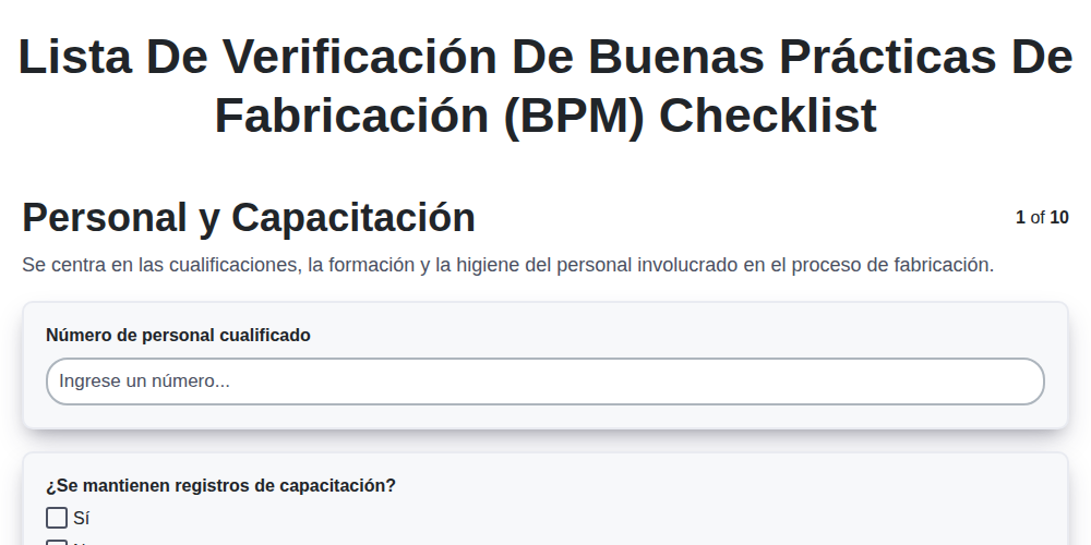 Lista de Verificación de Buenas Prácticas de Fabricación (BPM)
 screenshot