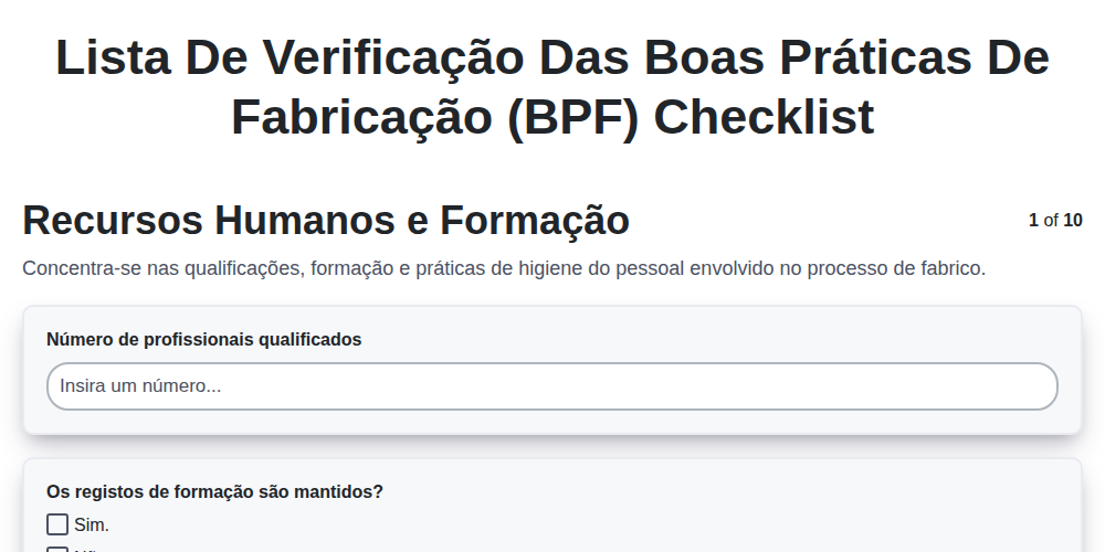 Lista de verificação das Boas Práticas de Fabricação (BPF) screenshot