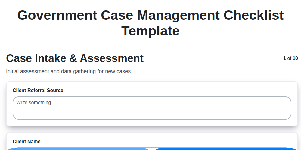 government case management checklist template screenshot