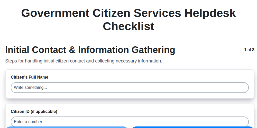 government citizen services helpdesk checklist screenshot