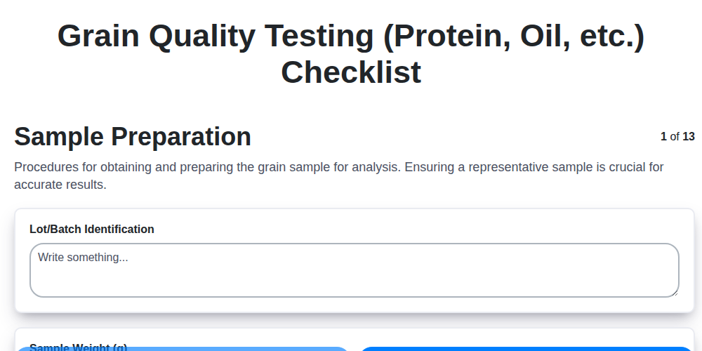 grain quality testing protein oil etc screenshot