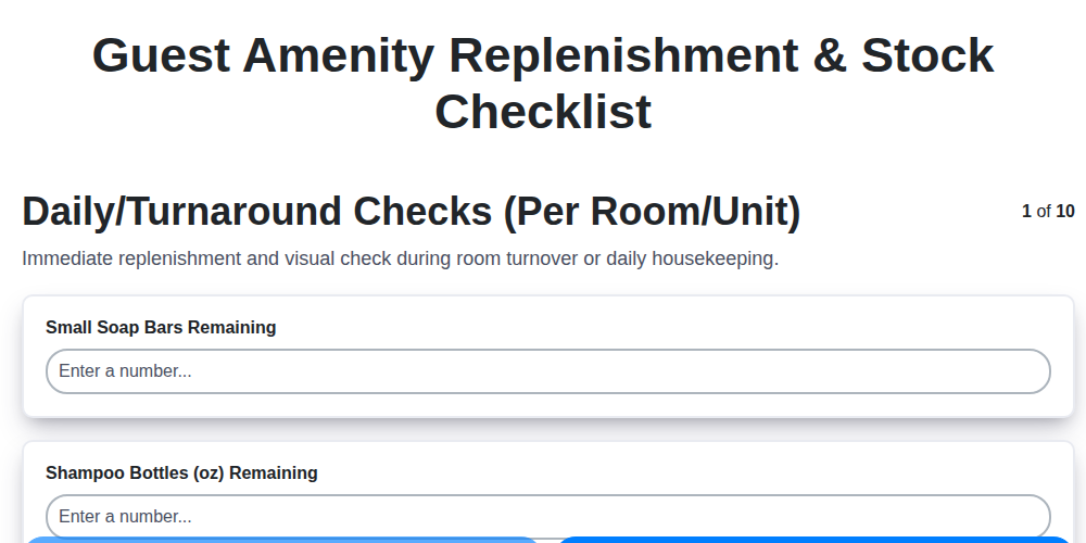 guest amenity replenishment stock screenshot