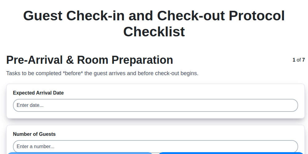 guest check in and check out protocol screenshot