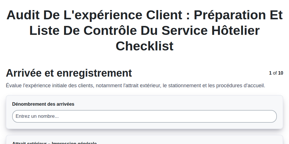 Audit de l'expérience client : Préparation et liste de contrôle du service hôtelier screenshot