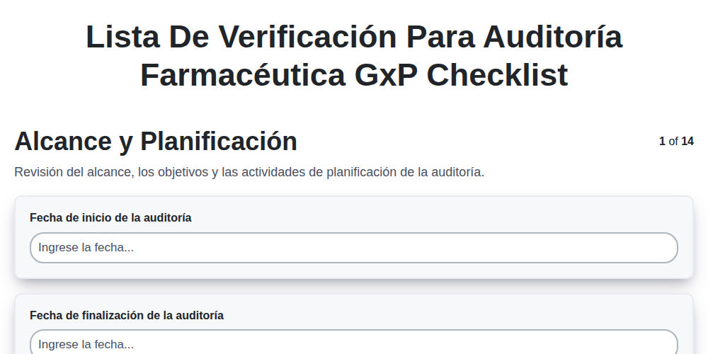 Lista de Verificación para Auditoría Farmacéutica GxP Checklist ...