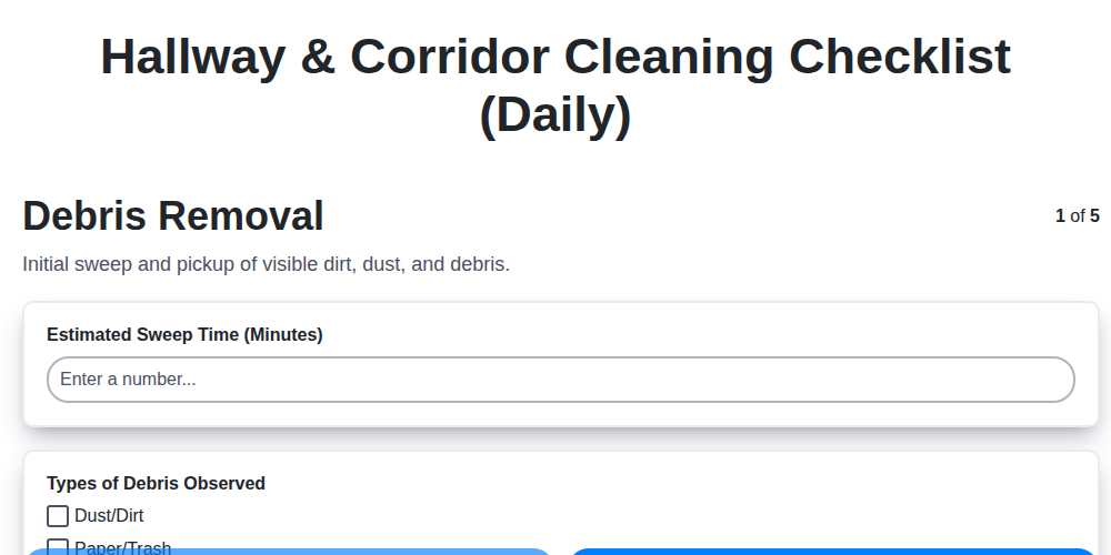 hallway corridor cleaning checklist daily screenshot