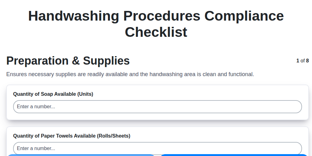 handwashing procedures compliance screenshot