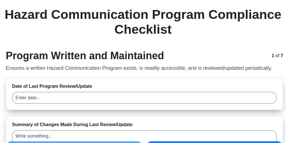 hazard communication program compliance screenshot