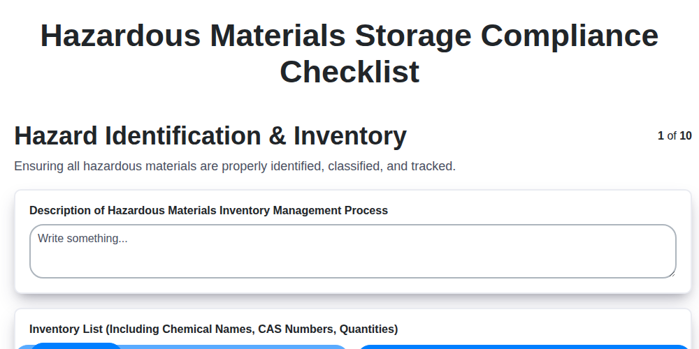 hazardous materials storage compliance screenshot