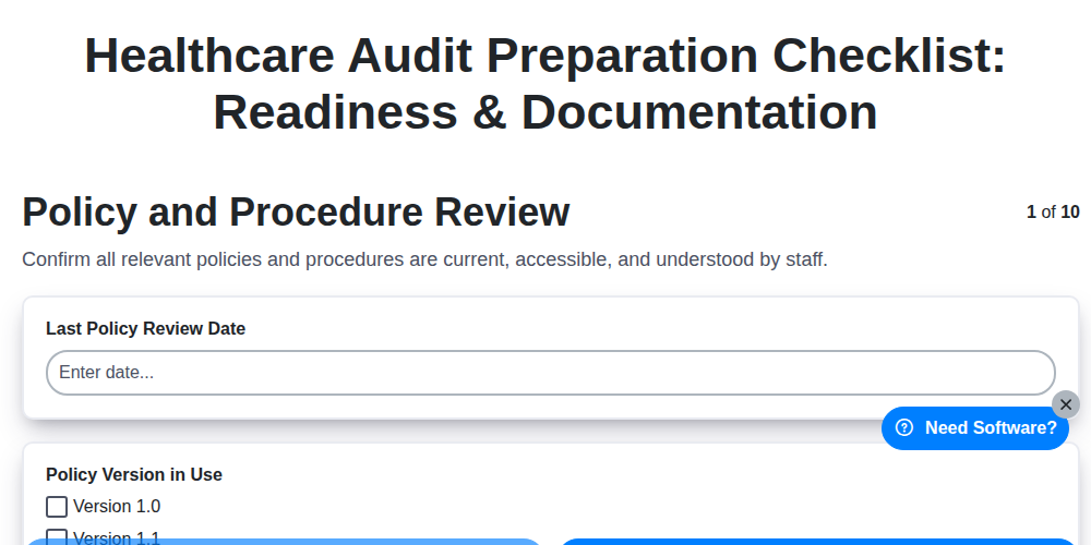 healthcare audit preparation checklist readiness documentation screenshot