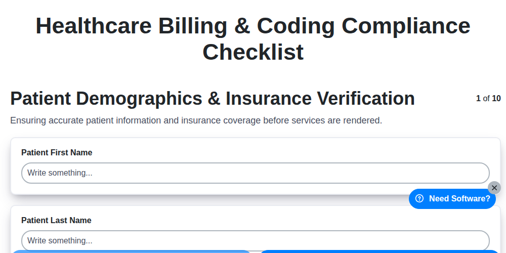 healthcare billing coding compliance checklist screenshot