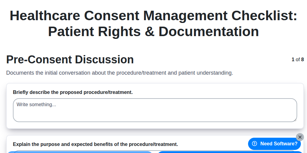 healthcare consent management checklist patient rights documentation screenshot