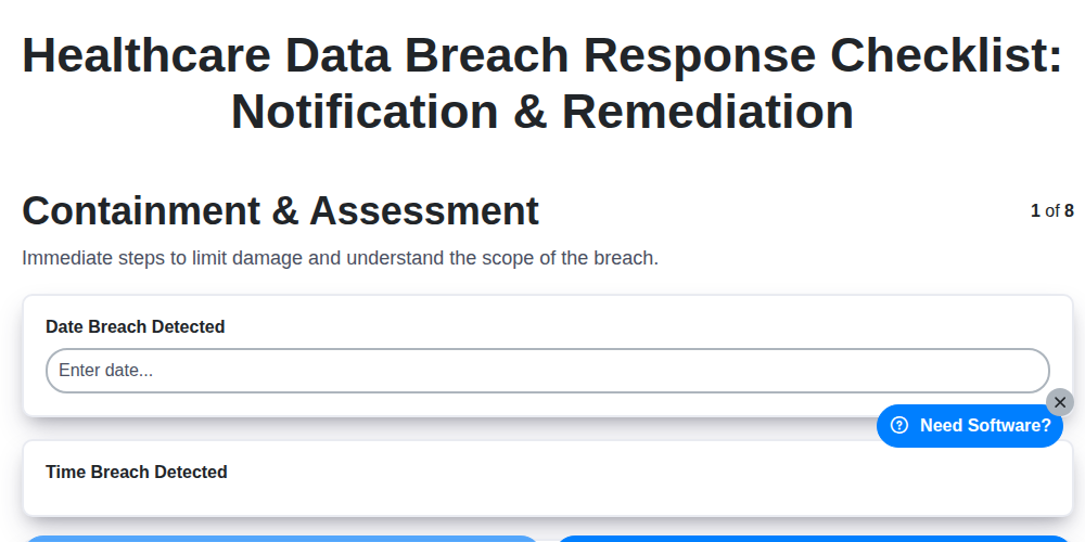 healthcare data breach response checklist notification remediation screenshot