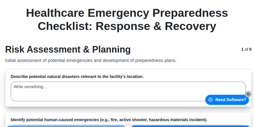 healthcare emergency preparedness checklist response recovery screenshot
