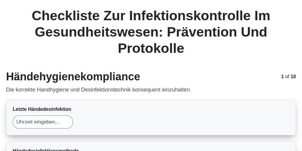 Checkliste zur Infektionskontrolle im Gesundheitswesen: Prävention und Protokolle screenshot
