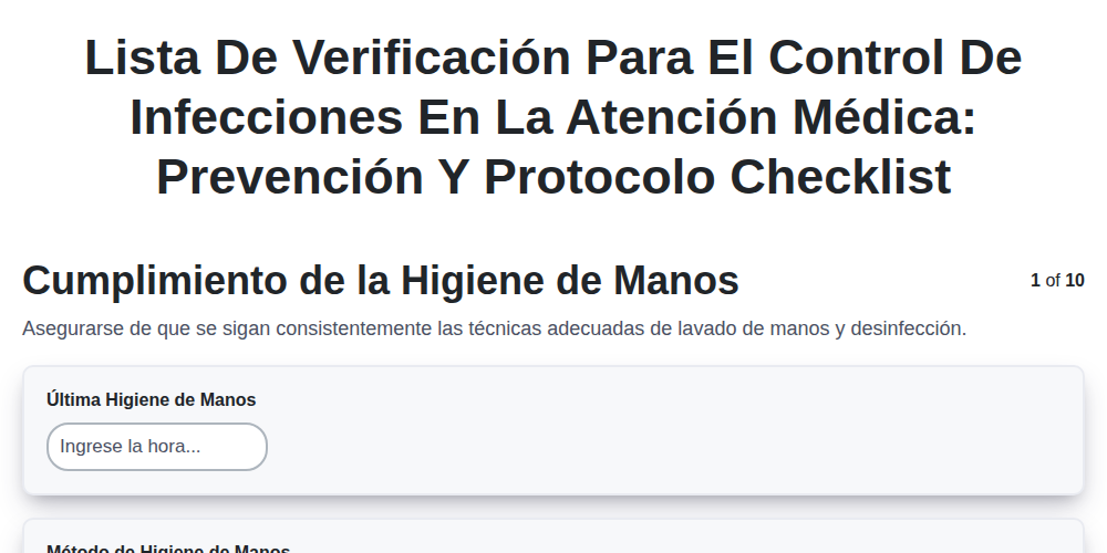 Lista de verificación para el control de infecciones en la atención médica: Prevención y protocolo screenshot