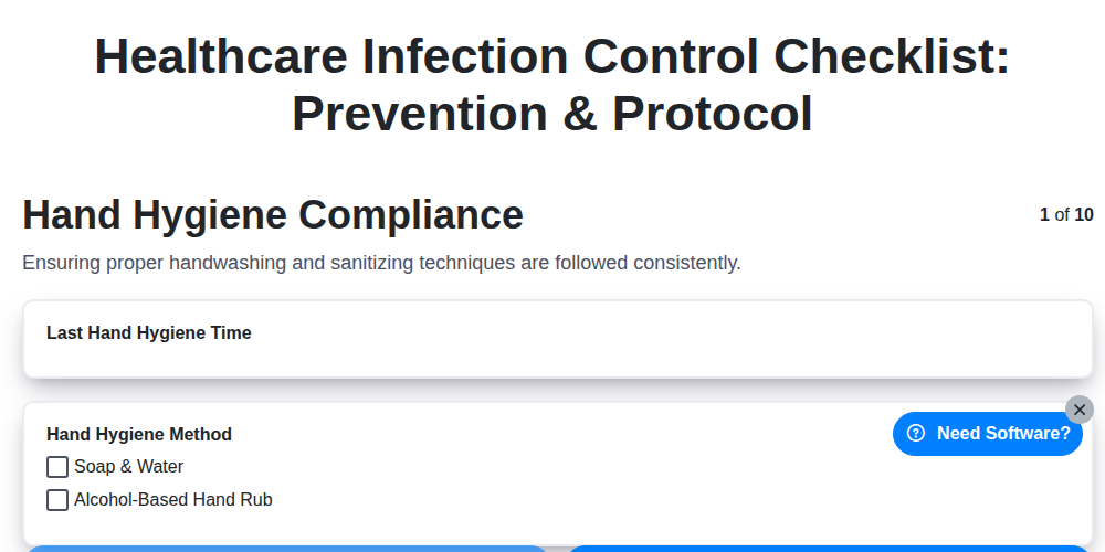 healthcare infection control checklist prevention protocol screenshot
