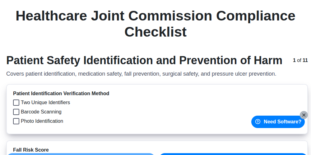 healthcare joint commission compliance checklist screenshot