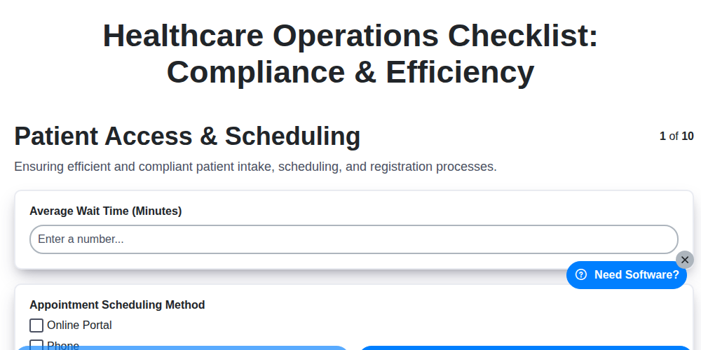 healthcare operations checklist compliance efficiency screenshot