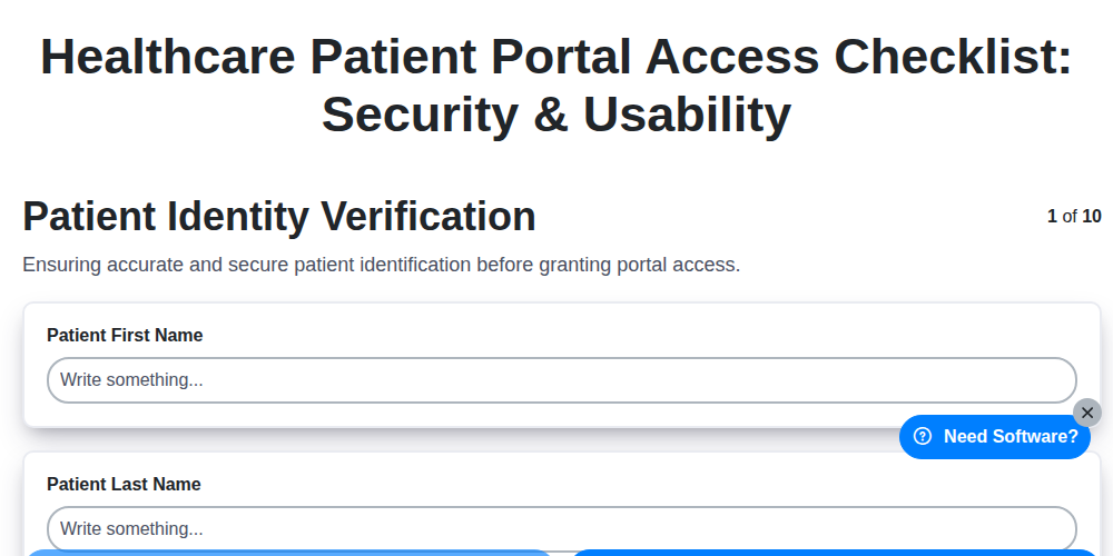 healthcare patient portal access checklist security usability screenshot