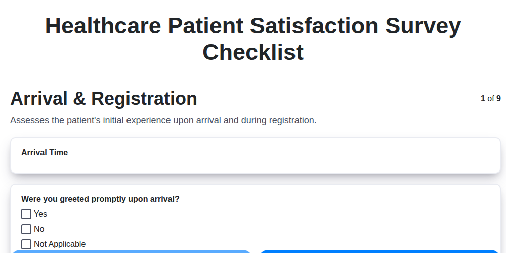 healthcare patient satisfaction survey checklist screenshot