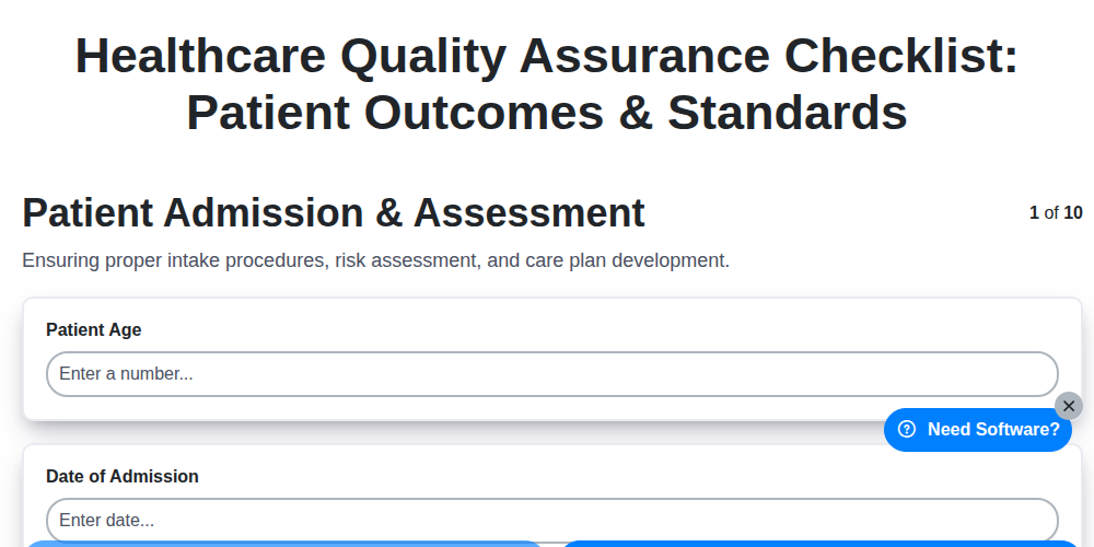 healthcare quality assurance checklist patient outcomes standards screenshot