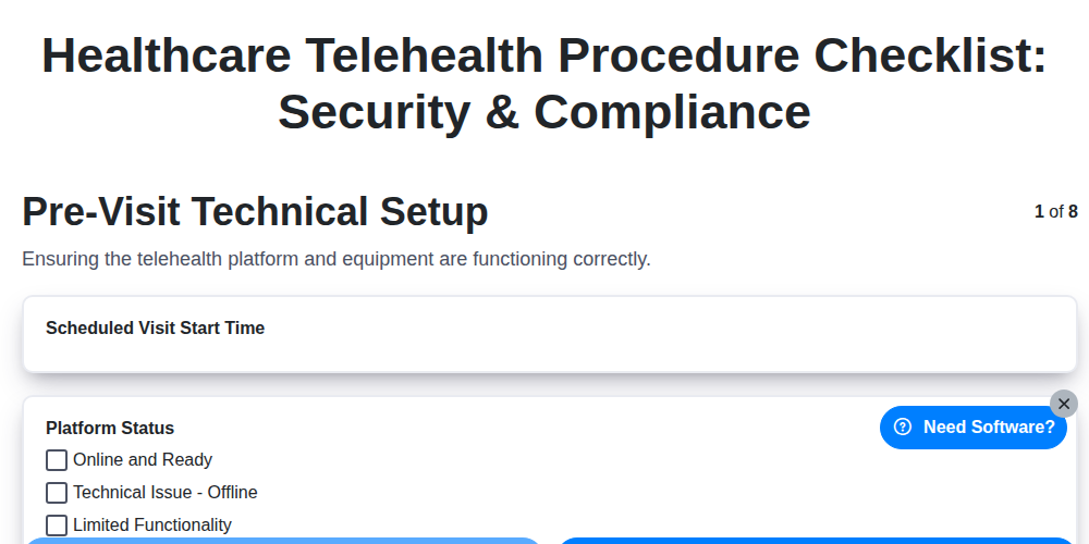 healthcare telehealth procedure checklist security compliance screenshot