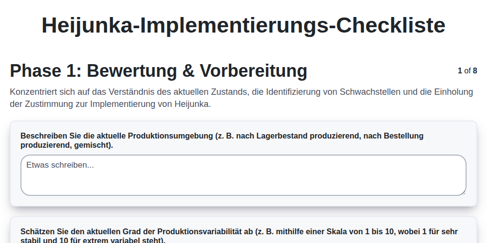 Heijunka-Implementierungs-Checkliste