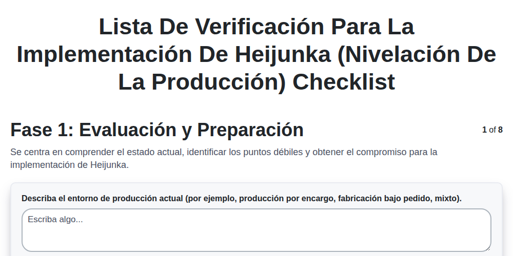 Lista de verificación para la implementación de Heijunka (Nivelación de la Producción)